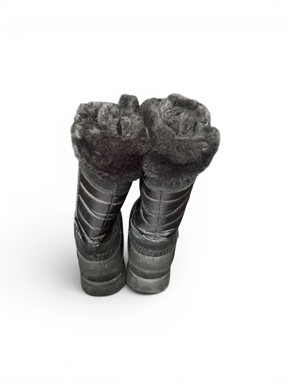 Lands' End Black Winter Rain Boots with Gray Fur Trim - Picture 4 of 5